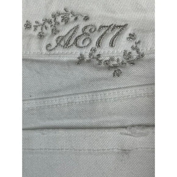 American Eagle Jeans Women Size 2 “Reel Flare” White AE77 Low Rise Flare EUC - Picture 7 of 14